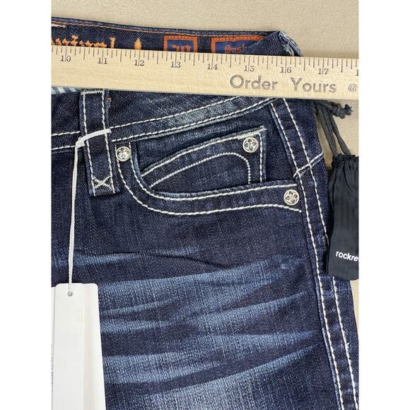 Rock Revival Jeans Womens 30 Blue‎ Sasha Straight Embroidered Low Rise Regular - Picture 7 of 16